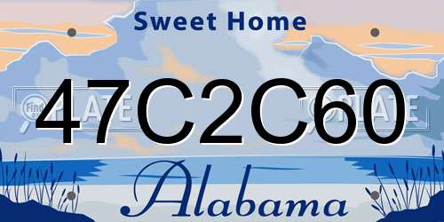 47C2C60 Alabama License Plate