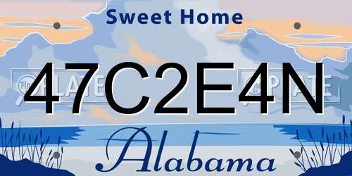 47C2E4N Alabama License Plate