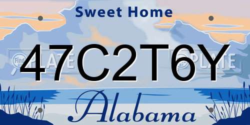 47C2T6Y Alabama License Plate