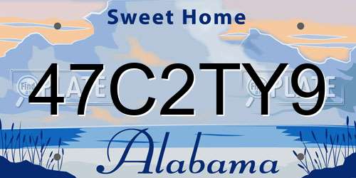 47C2TY9 Alabama License Plate