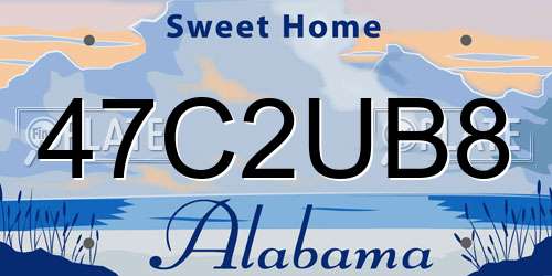 47C2UB8 Alabama License Plate
