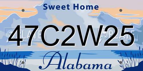 47C2W25 Alabama License Plate