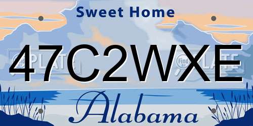 47C2WXE Alabama License Plate