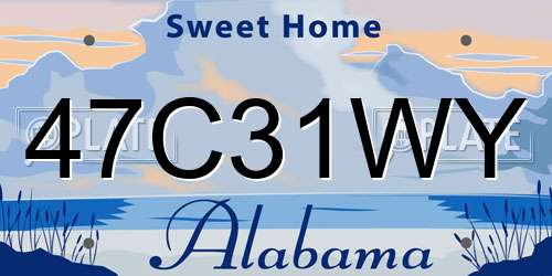47C31WY Alabama License Plate