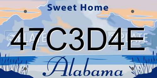 47C3D4E Alabama License Plate