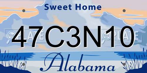 47C3N10 Alabama License Plate