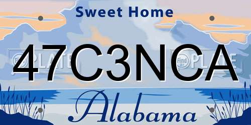 47C3NCA Alabama License Plate