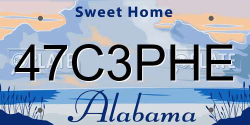 47C3PHE Alabama License Plate