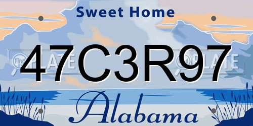 47C3R97 Alabama License Plate