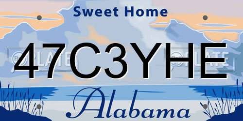 47C3YHE Alabama License Plate
