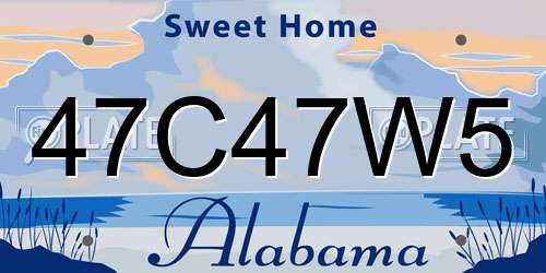 47C47W5 Alabama License Plate
