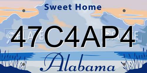 47C4AP4 Alabama License Plate