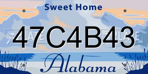47C4B43 Alabama License Plate