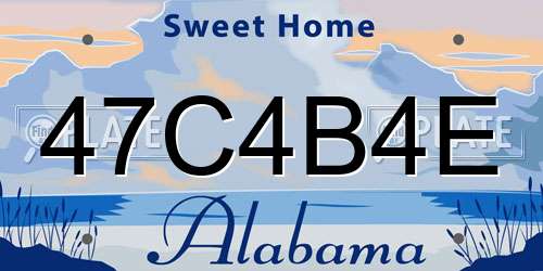 47C4B4E Alabama License Plate