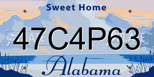 47C4P63 Alabama License Plate