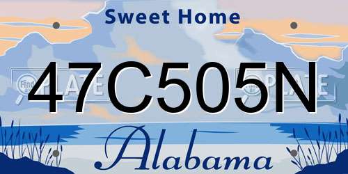 47C505N Alabama License Plate