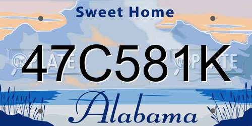 47C581K Alabama License Plate