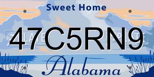 47C5RN9 Alabama License Plate