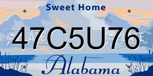 47C5U76 Alabama License Plate