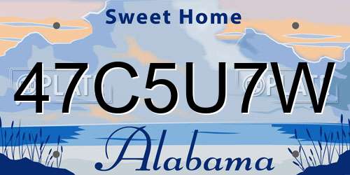 47C5U7W Alabama License Plate