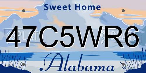 47C5WR6 Alabama License Plate
