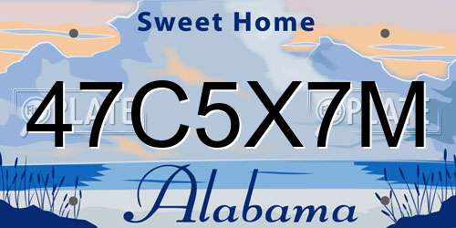 47C5X7M Alabama License Plate