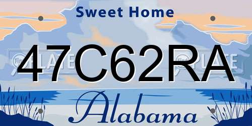 47C62RA Alabama License Plate