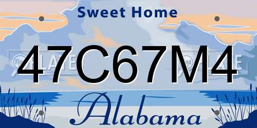 47C67M4 Alabama License Plate