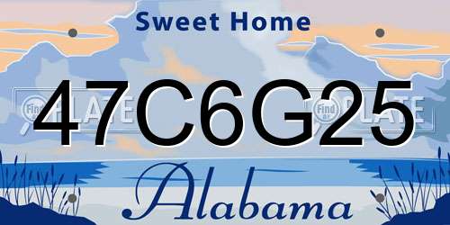 47C6G25 Alabama License Plate