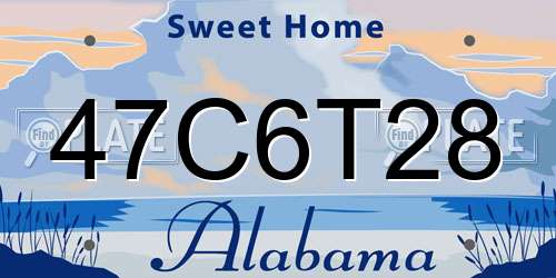 47C6T28 Alabama License Plate