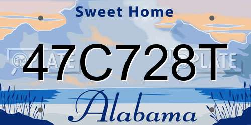 47C728T Alabama License Plate