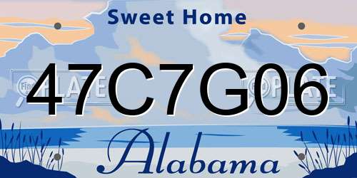 47C7G06 Alabama License Plate