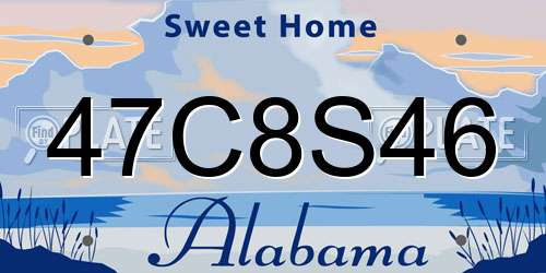 47C8S46 Alabama License Plate