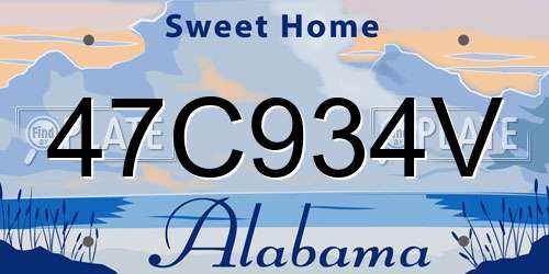 47C934V Alabama License Plate