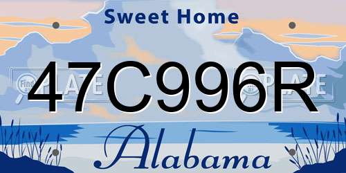 47C996R Alabama License Plate
