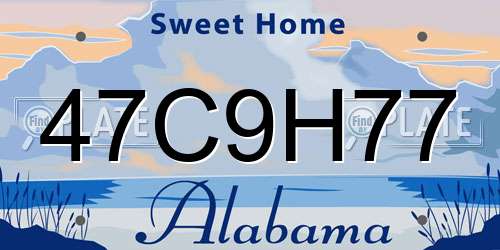 47C9H77 Alabama License Plate