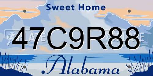 47C9R88 Alabama License Plate