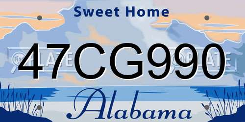 47CG990 Alabama License Plate