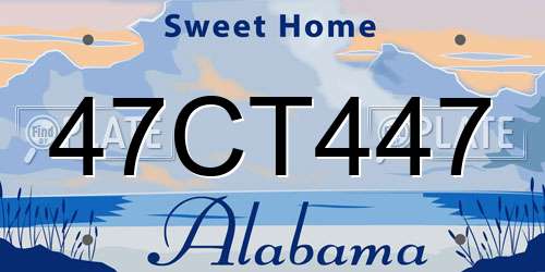 47CT447 Alabama License Plate