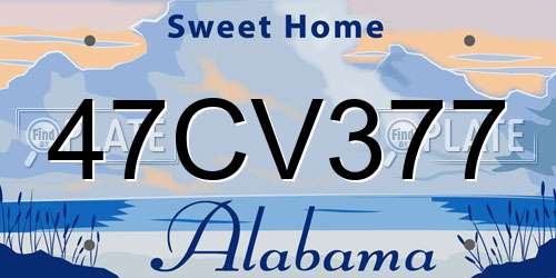 47CV377 Alabama License Plate