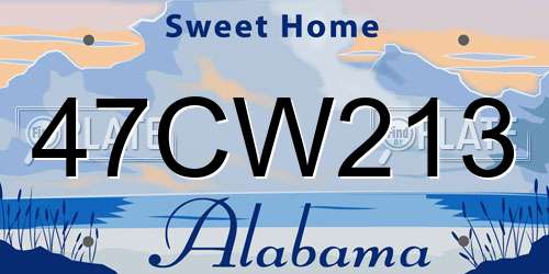 47CW213 Alabama License Plate