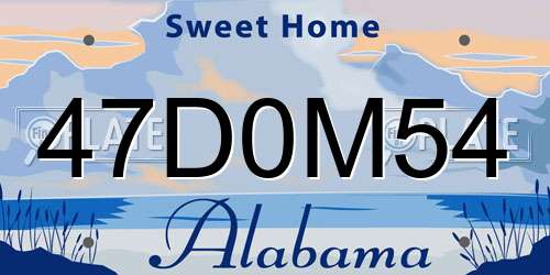 47D0M54 Alabama License Plate