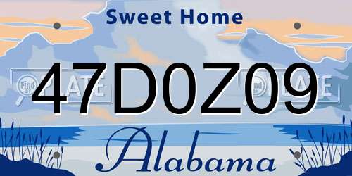 47D0Z09 Alabama License Plate
