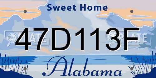 47D113F Alabama License Plate