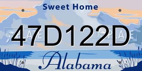 47D122D Alabama License Plate
