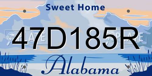 47D185R Alabama License Plate