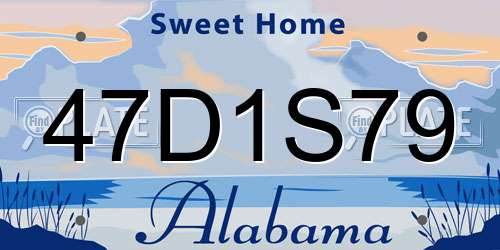 47D1S79 Alabama License Plate