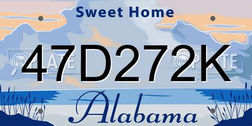 47D272K Alabama License Plate