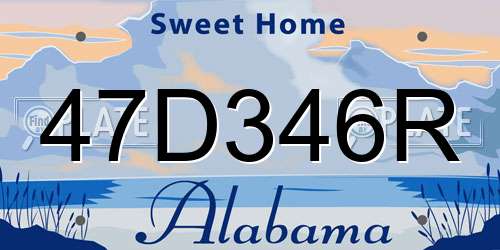 47D346R Alabama License Plate