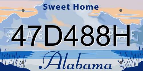 47D488H Alabama License Plate